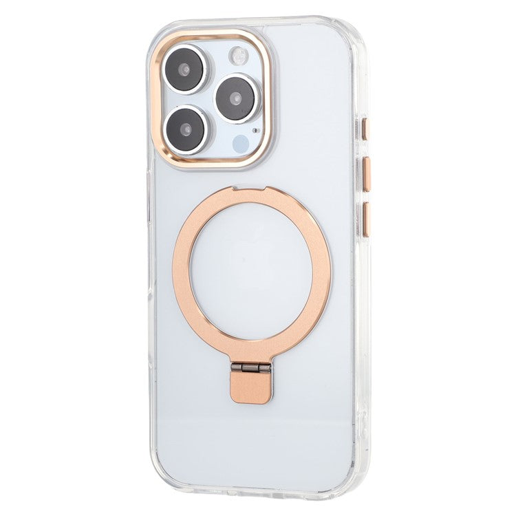 For iPhone 16 Pro Case Compatible with MagSafe Kickstand TPU + PC Clear Phone Cover - Gold