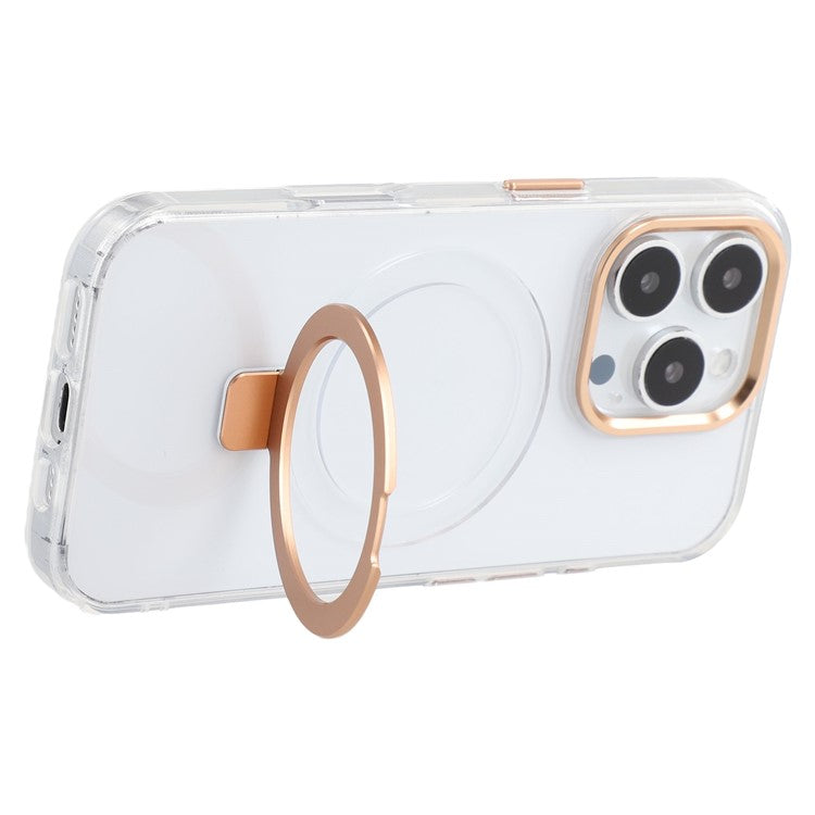 For iPhone 16 Pro Case Compatible with MagSafe Kickstand TPU + PC Clear Phone Cover - Gold