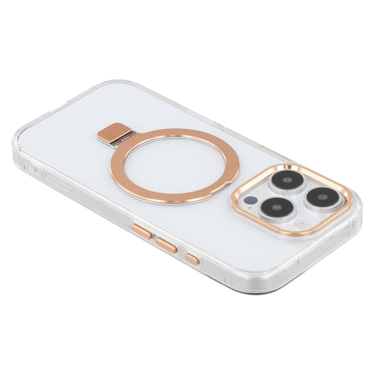 For iPhone 16 Pro Case Compatible with MagSafe Kickstand TPU + PC Clear Phone Cover - Gold