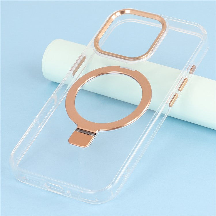 For iPhone 16 Pro Case Compatible with MagSafe Kickstand TPU + PC Clear Phone Cover - Gold