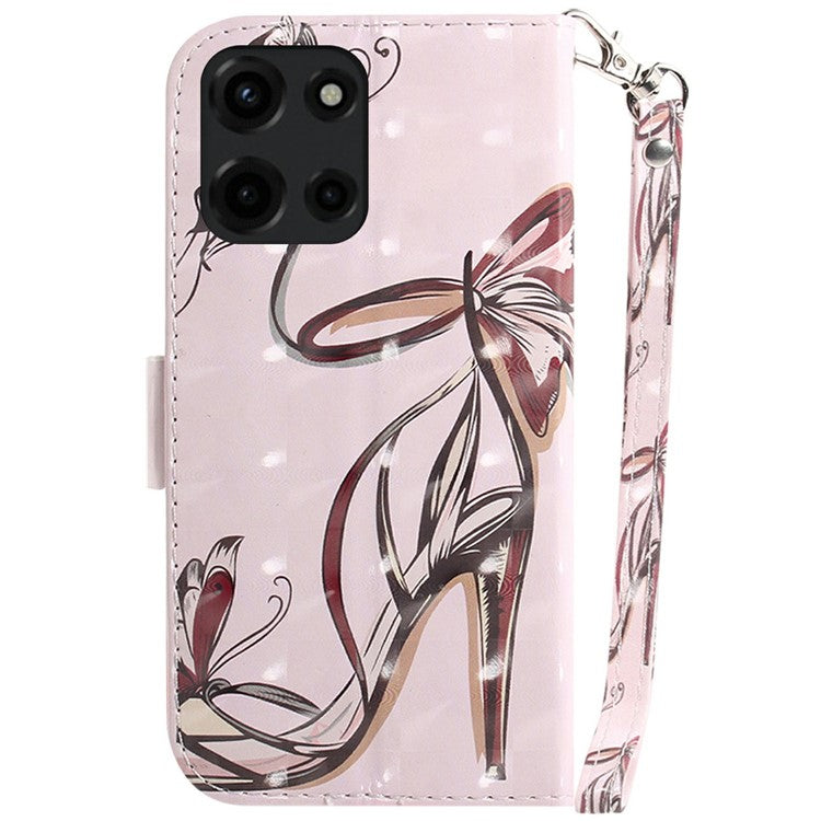 For Motorola Moto G 5G (2025) Case Pattern Printing Leather Wallet Phone Cover - Butterfly High Heels