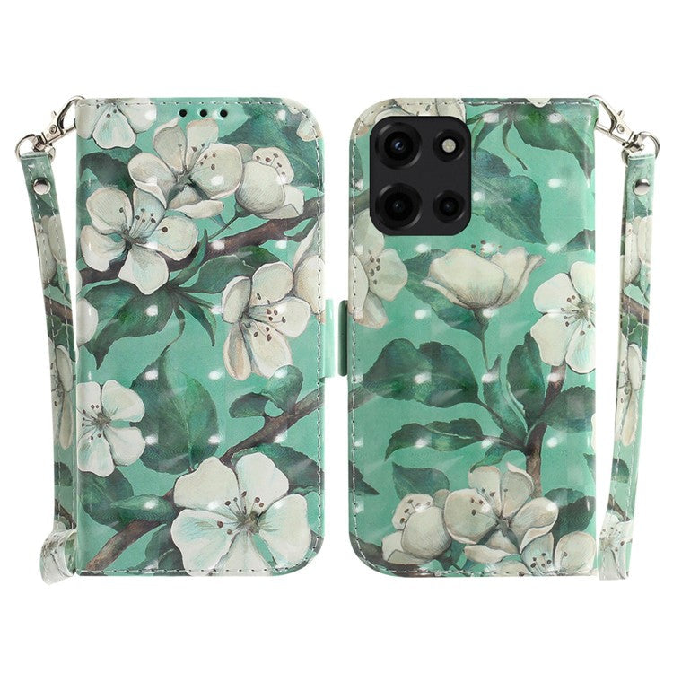For Motorola Moto G 5G (2025) Case Pattern Printing Leather Wallet Phone Cover - Watercolor Flowers