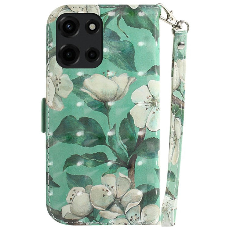 For Motorola Moto G 5G (2025) Case Pattern Printing Leather Wallet Phone Cover - Watercolor Flowers