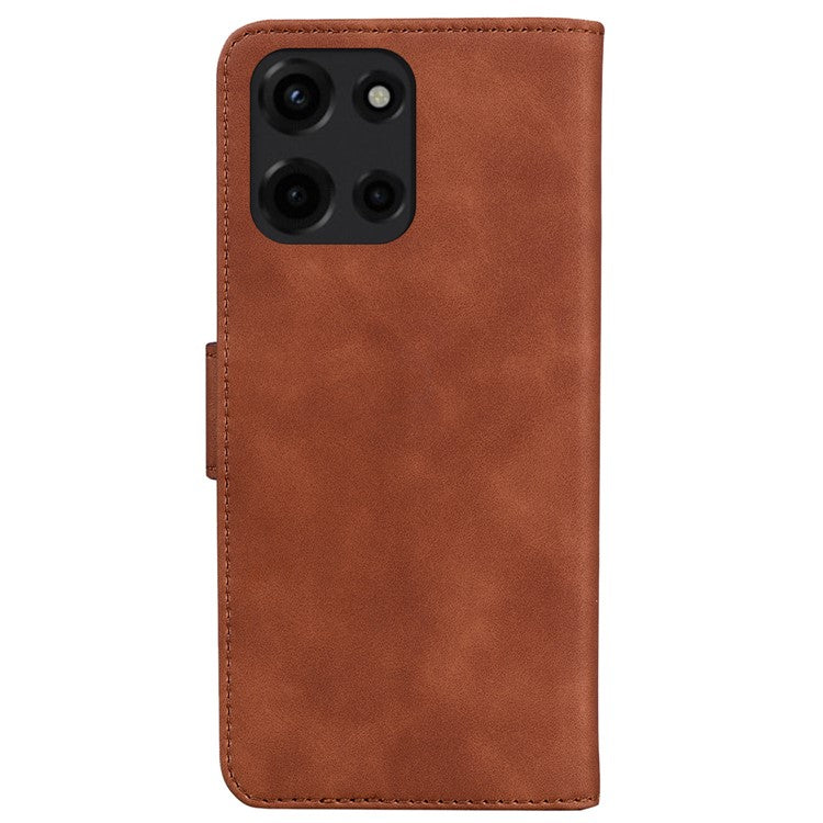 For Motorola Moto G 5G (2025) Case Solid Color Leather Wallet Phone Cover - Brown