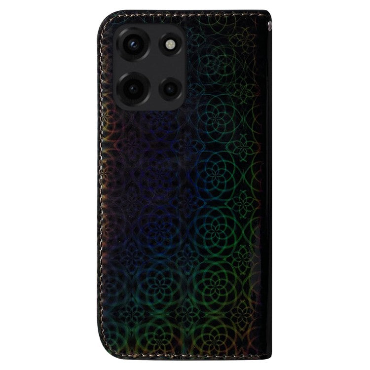 For Motorola Moto G 5G (2025) Stand Case Dazzling Flower Leather Phone Cover - Black
