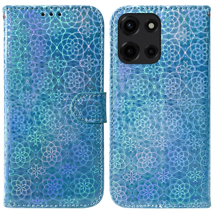 For Motorola Moto G 5G (2025) Stand Case Dazzling Flower Leather Phone Cover - Blue