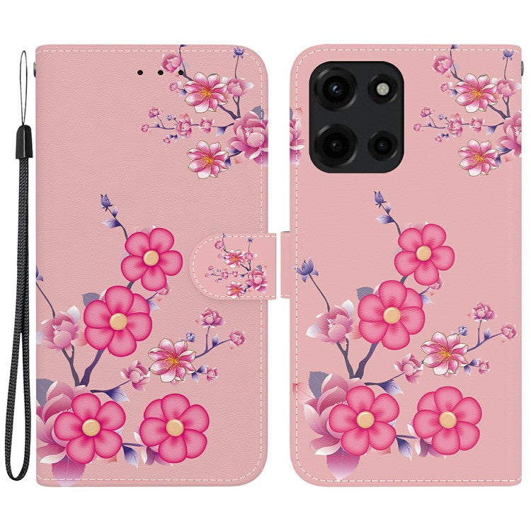 For Motorola Moto G 5G (2025) Wallet Phone Case Anti-Drop Leather Flip Cover Pattern Printing - Sakura