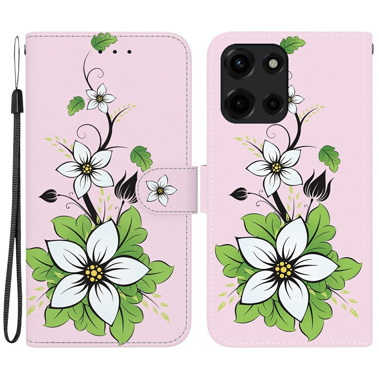 For Motorola Moto G 5G (2025) Wallet Phone Case Anti-Drop Leather Flip Cover Pattern Printing - Lily
