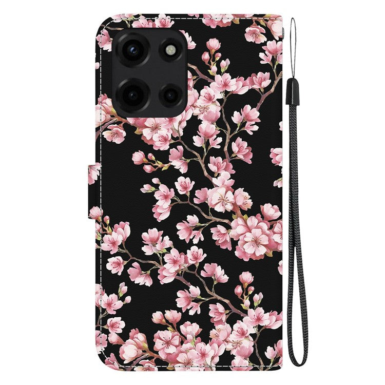 For Motorola Moto G 5G (2025) Wallet Phone Case Anti-Drop Leather Flip Cover Pattern Printing - Plum Blossom