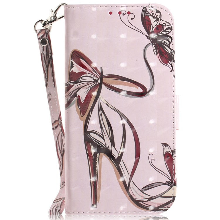 For Motorola Moto G Power (2025) Case Pattern Printing Leather Wallet Phone Cover - Butterfly High Heels