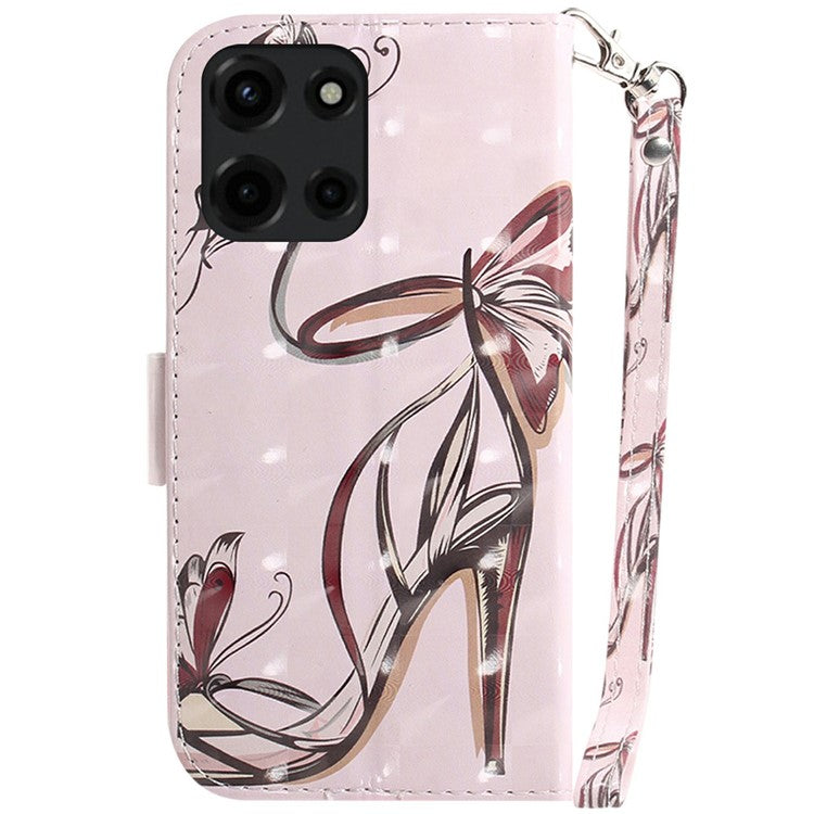 For Motorola Moto G Power (2025) Case Pattern Printing Leather Wallet Phone Cover - Butterfly High Heels