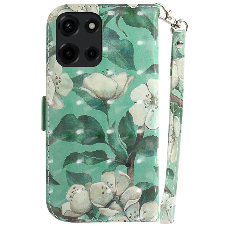For Motorola Moto G Power (2025) Case Pattern Printing Leather Wallet Phone Cover - Watercolor Flowers