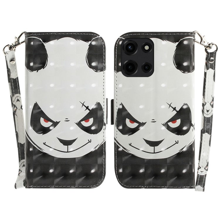 For Motorola Moto G Power (2025) Case Pattern Printing Leather Wallet Phone Cover - Angry Panda