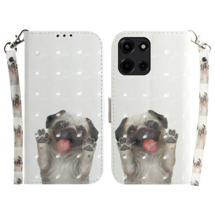 For Motorola Moto G Power (2025) Case Pattern Printing Leather Wallet Phone Cover - Pug