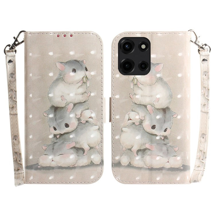 For Motorola Moto G Power (2025) Case Pattern Printing Leather Wallet Phone Cover - Stacking Squirrels