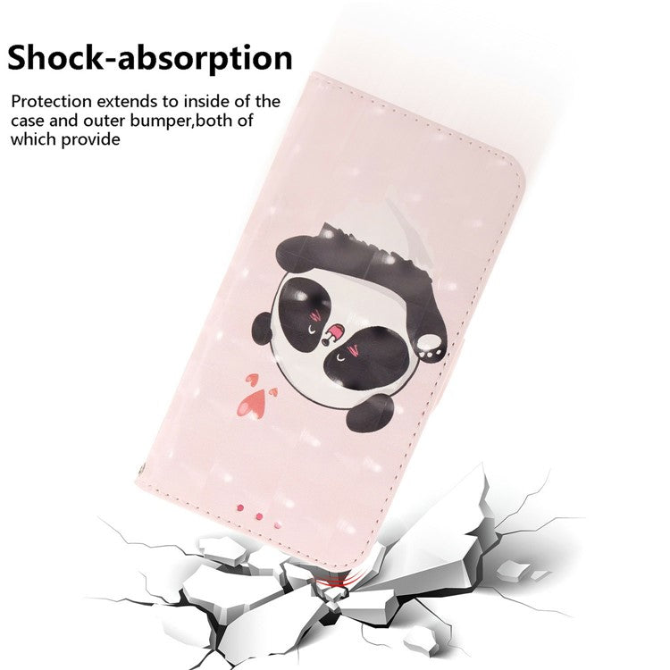 For Motorola Moto G Power (2025) Case Pattern Printing Leather Wallet Phone Cover - Love Heart Panda