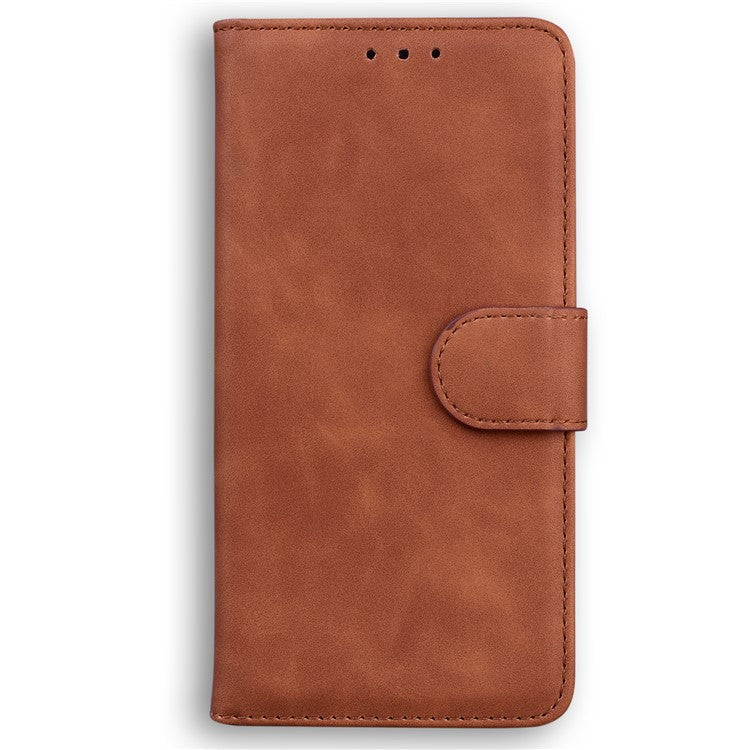 For Motorola Moto G Power (2025) Case Solid Color Leather Wallet Phone Cover - Brown