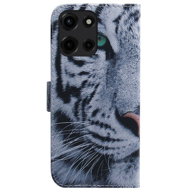 For Motorola Moto G Power (2025) Wallet Case Pattern Print Leather Phone Cover - Tiger