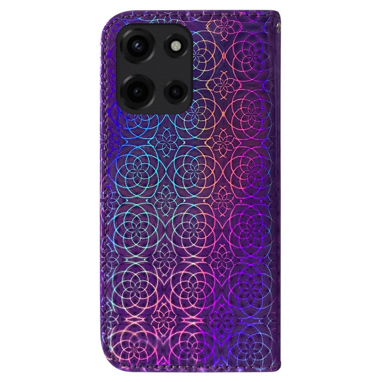 For Motorola Moto G Power (2025) Stand Case Dazzling Flower Leather Phone Cover - Purple