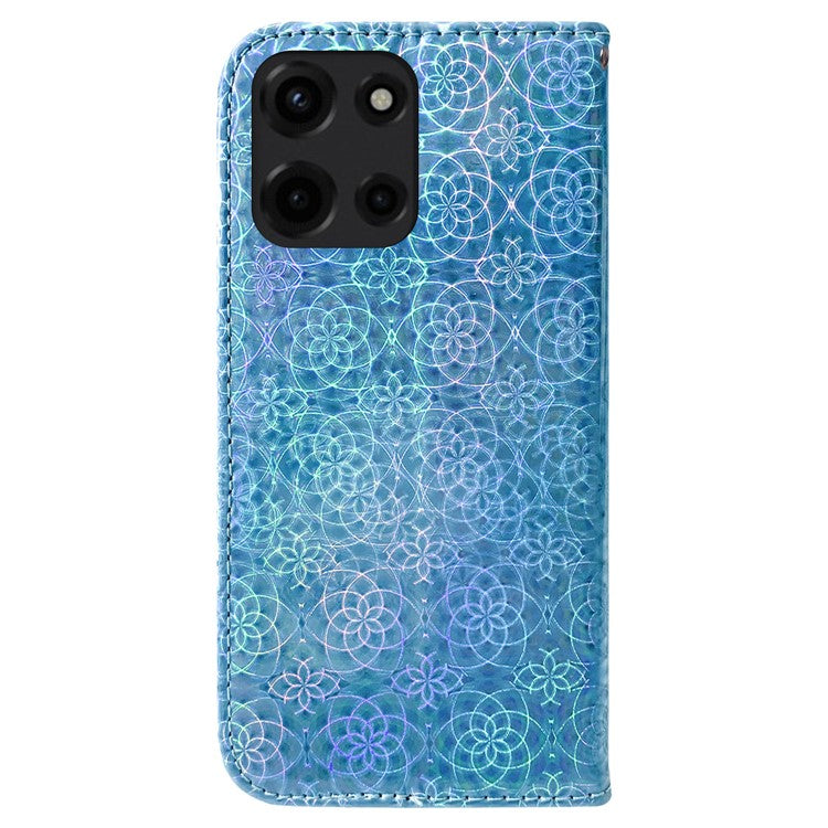 For Motorola Moto G Power (2025) Stand Case Dazzling Flower Leather Phone Cover - Blue
