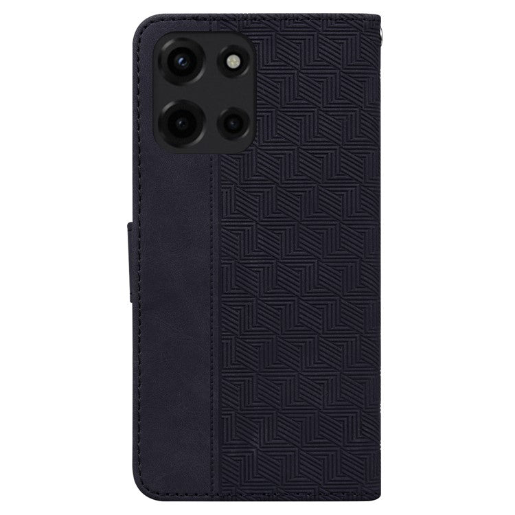 For Motorola Moto G Power (2025) Case Geometry Pattern Leather Wallet Phone Cover - Black