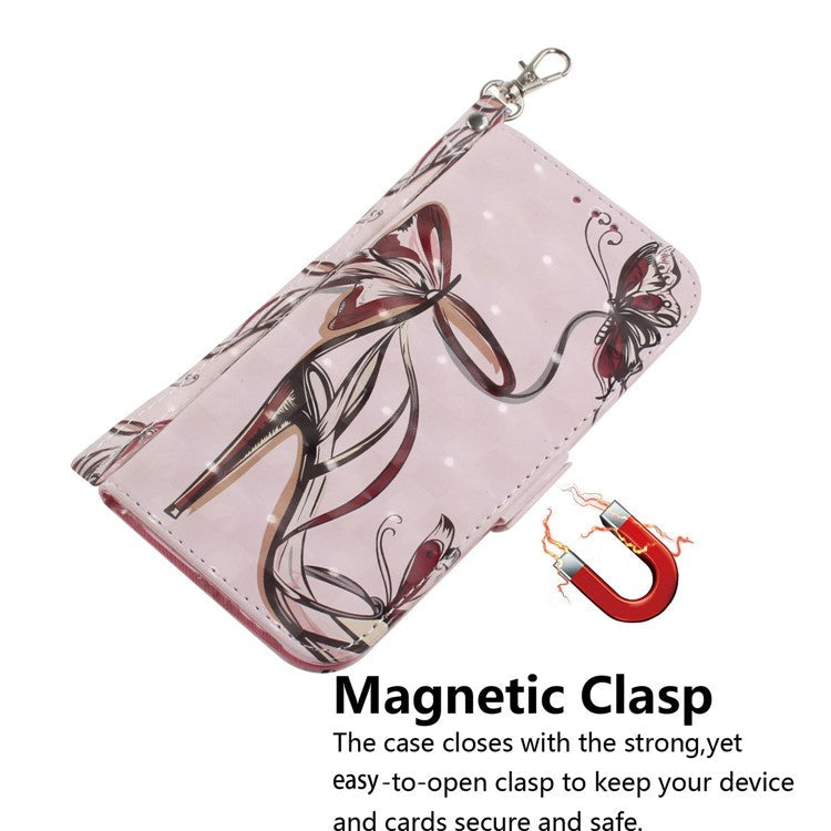 For Motorola Moto G05 4G / E15 4G Case Pattern Printing Leather Wallet Phone Cover - Butterfly High Heels