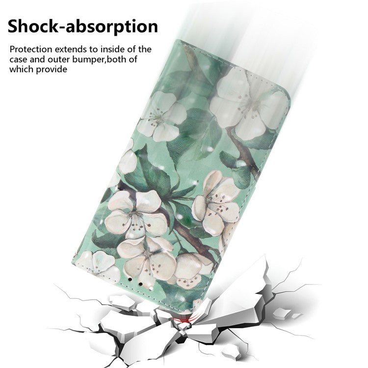 For Motorola Moto G05 4G / E15 4G Case Pattern Printing Leather Wallet Phone Cover - Watercolor Flowers