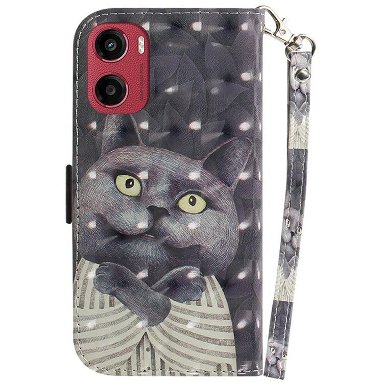 For Motorola Moto G05 4G / E15 4G Case Pattern Printing Leather Wallet Phone Cover - Embracing Cat