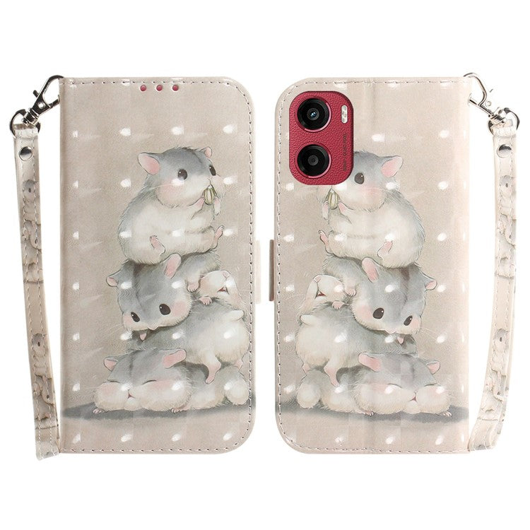 For Motorola Moto G05 4G / E15 4G Case Pattern Printing Leather Wallet Phone Cover - Stacking Squirrels