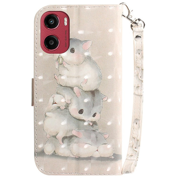 For Motorola Moto G05 4G / E15 4G Case Pattern Printing Leather Wallet Phone Cover - Stacking Squirrels