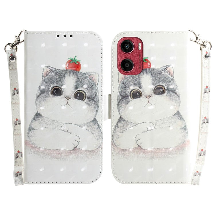 For Motorola Moto G05 4G / E15 4G Case Pattern Printing Leather Wallet Phone Cover - Cute Cat