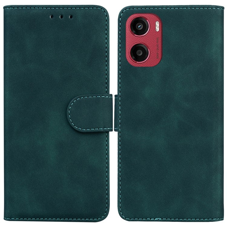 For Motorola Moto G05 4G / E15 4G Case Solid Color Leather Wallet Phone Cover - Green