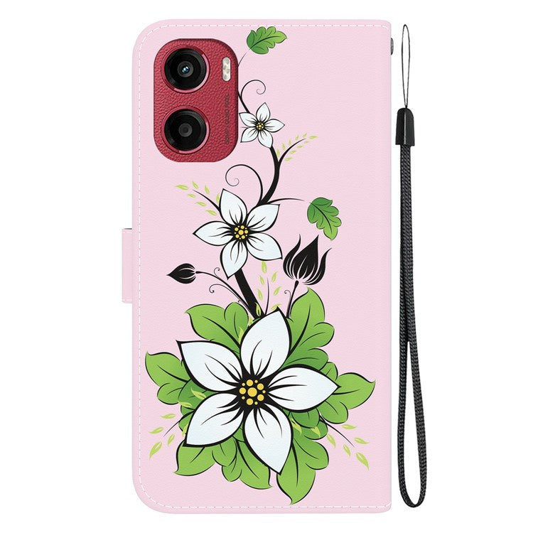 For Motorola Moto G05 4G / E15 4G Wallet Phone Case Anti-Drop Leather Flip Cover Pattern Printing - Lily