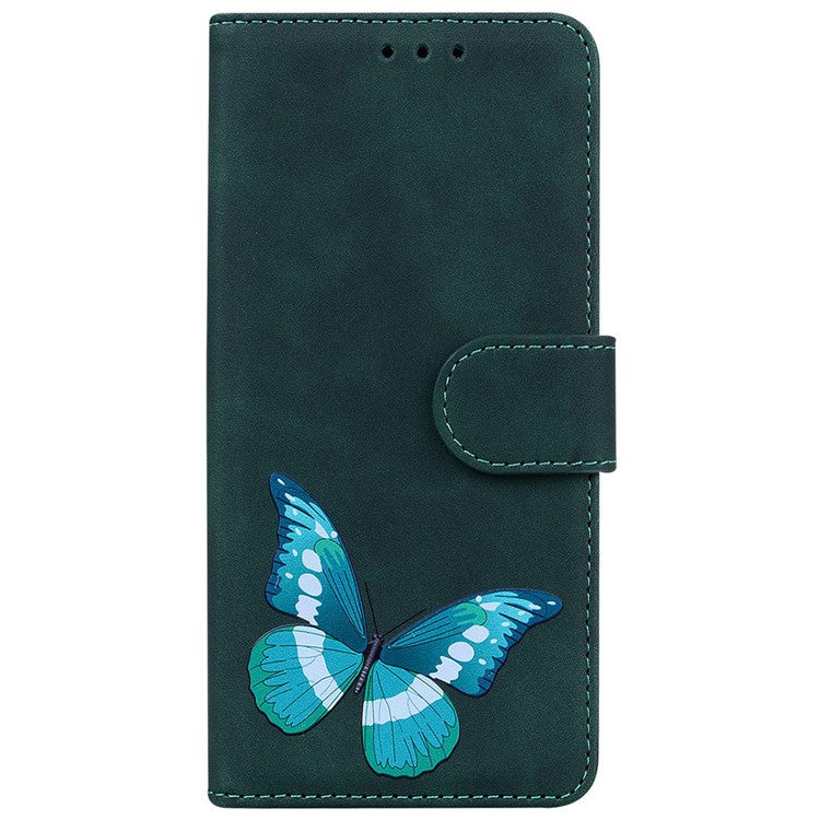 For Motorola Moto G05 4G / E15 4G Stand Case PU Leather Phone Cover Butterfly Printed - Green