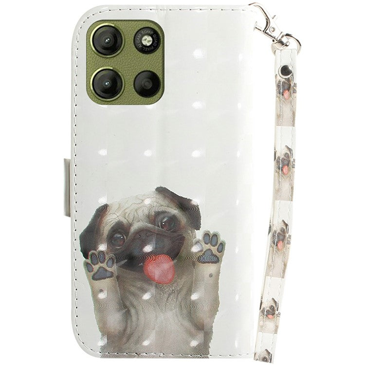 For Motorola Moto G15 4G Case Pattern Printing Leather Wallet Phone Cover - Pug