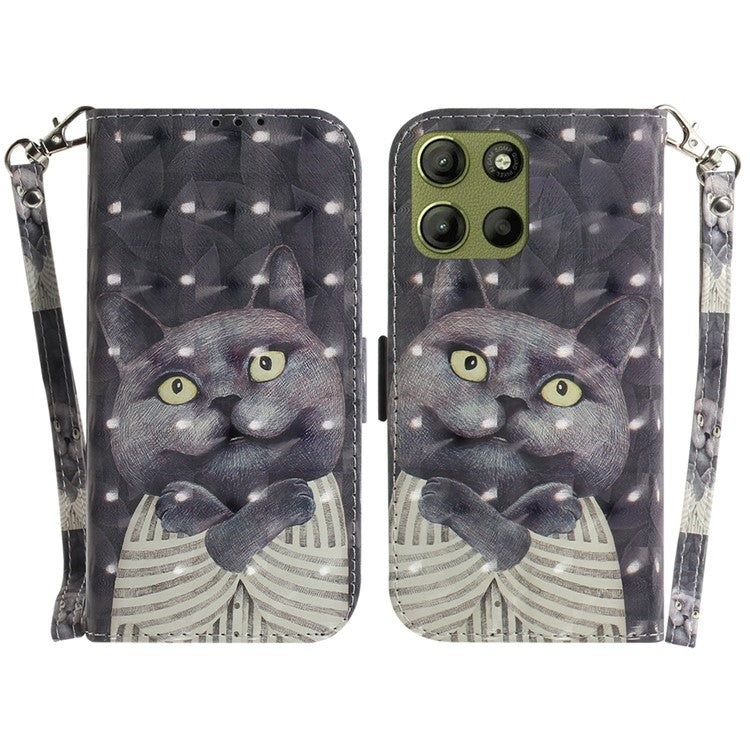 For Motorola Moto G15 4G Case Pattern Printing Leather Wallet Phone Cover - Embracing Cat