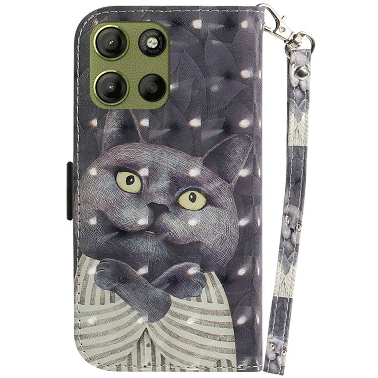 For Motorola Moto G15 4G Case Pattern Printing Leather Wallet Phone Cover - Embracing Cat