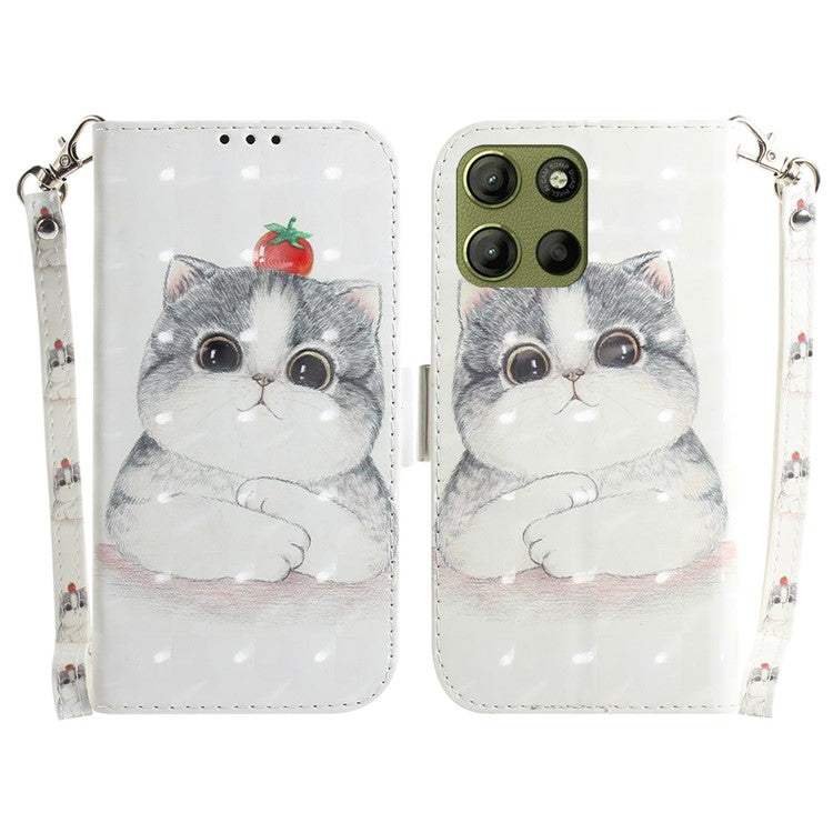For Motorola Moto G15 4G Case Pattern Printing Leather Wallet Phone Cover - Cute Cat