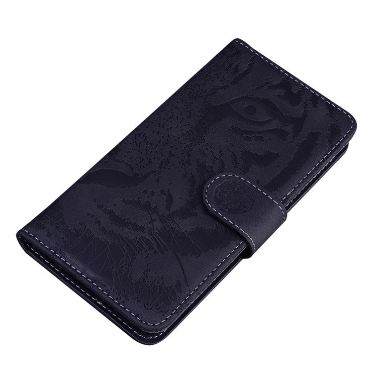 For Motorola Moto G15 4G Case Tiger Imprint Leather Wallet Phone Cover - Black