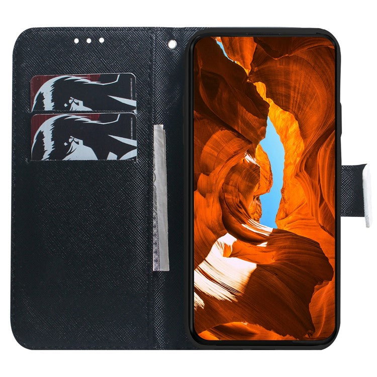 For Motorola Moto G15 4G Wallet Case Pattern Print Leather Phone Cover - Dog and Wolf