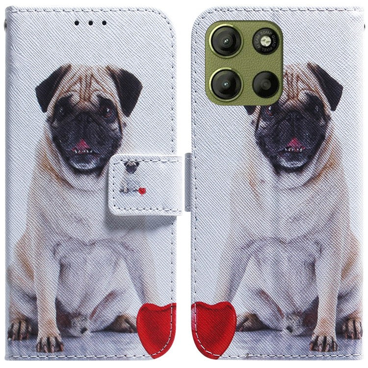 For Motorola Moto G15 4G Wallet Case Pattern Print Leather Phone Cover - Dog