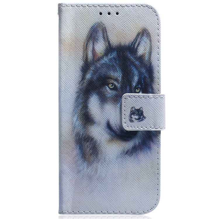 For Motorola Moto G15 4G Wallet Case Pattern Print Leather Phone Cover - Wolf
