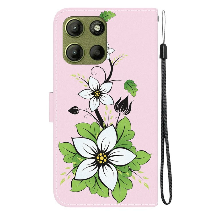 For Motorola Moto G15 4G Wallet Phone Case Anti-Drop Leather Flip Cover Pattern Printing - Lily