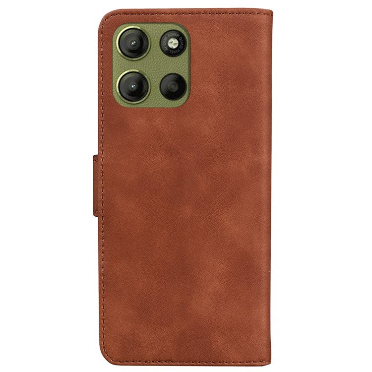 For Motorola Moto G15 4G Stand Case PU Leather Phone Cover Butterfly Printed - Brown
