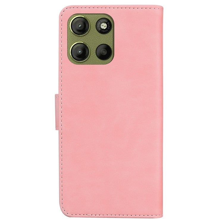 For Motorola Moto G15 4G Stand Case PU Leather Phone Cover Butterfly Printed - Pink