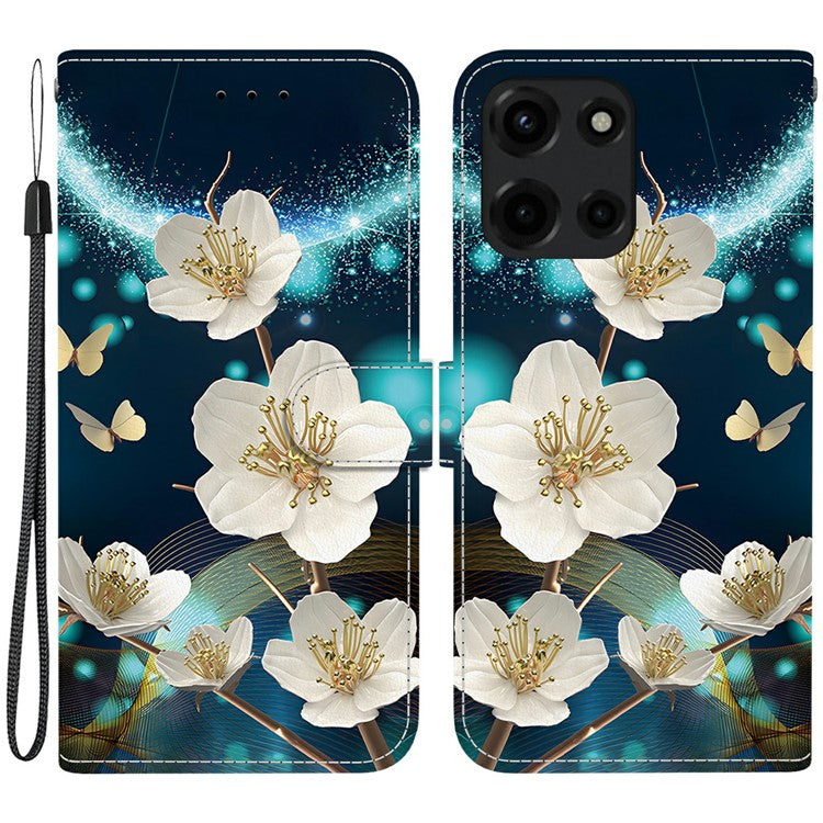 For Motorola Moto G Power (2025) Case Pattern Printing Anti-Drop Leather Flip Wallet Phone Cover with Lanyard - Magnolia