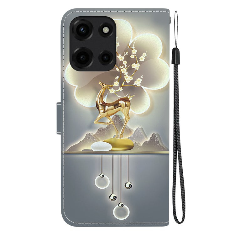 For Motorola Moto G Power (2025) Case Pattern Printing Anti-Drop Leather Flip Wallet Phone Cover with Lanyard - Sika Deer