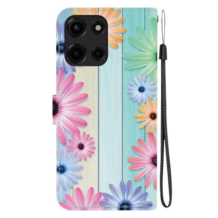 For Motorola Moto G Power (2025) Case Pattern Printing Anti-Drop Leather Flip Wallet Phone Cover with Lanyard - Sunflower