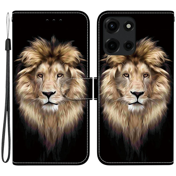 For Motorola Moto G Power (2025) Case Pattern Printing Anti-Drop Leather Flip Wallet Phone Cover with Lanyard - Lion Head