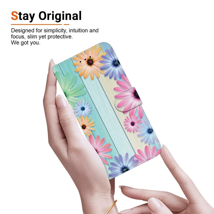For Motorola Moto G05 4G / E15 4G Case Pattern Printing Anti-Drop Leather Flip Wallet Phone Cover with Lanyard - Sunflower